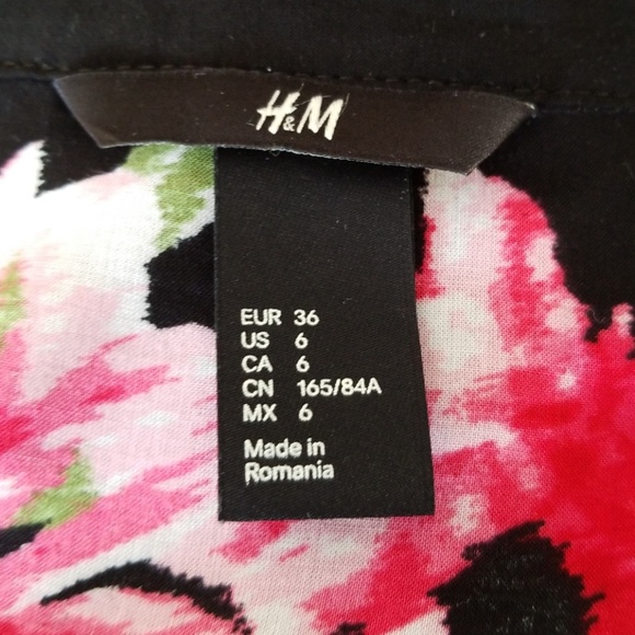 Black H&M Button Down with Pink Floral Print - Picture 5 of 8